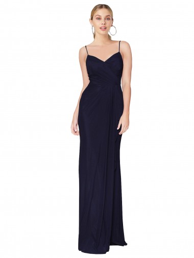 Cheap Draped Spaghetti Straps Long Chiffon Mermaid Prom Dress Canada