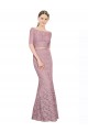 Short Sleeves Crop Top Mermaid Lace Prom Dress