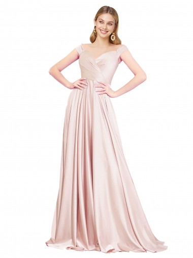 Cheap A-Line Off the Shoulder Sweetheart Satin Prom Dress Canada