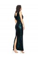 V-Neck Full Length Sequin Prom Dress with Draped Back