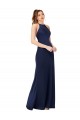 High Neck Satin Prom Dress with Strappy Back