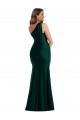 Cascading Bow One Shoulder Silky Satin Mermaid Prom Dress with Front Slit