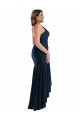 Pleated Wrap Ruffled High Low Silky Satin Prom Dress