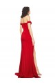Off the Shoulder Sweetheart Bustier Style Silky Satin Prom Dress with Side Split
