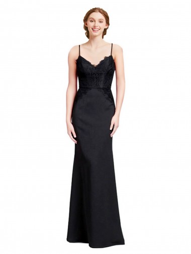 Cheap Long Chiffon Prom Dress with Lace Bodice and Curved V-Neckline Canada