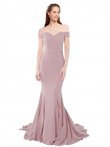 Cheap Off the Shoulder Mermaid Long Sweep Train Prom Dress Canada