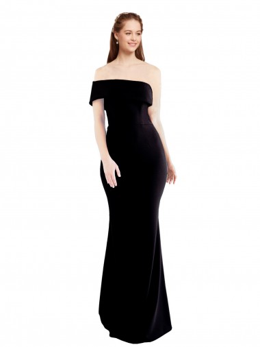 Cheap Asymmetrical Draped Off the Shoulder Banded Crepe Prom Dress Canada