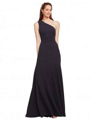 Cheap Fit and Flare Crepe Prom Dress with One Shoulder Canada