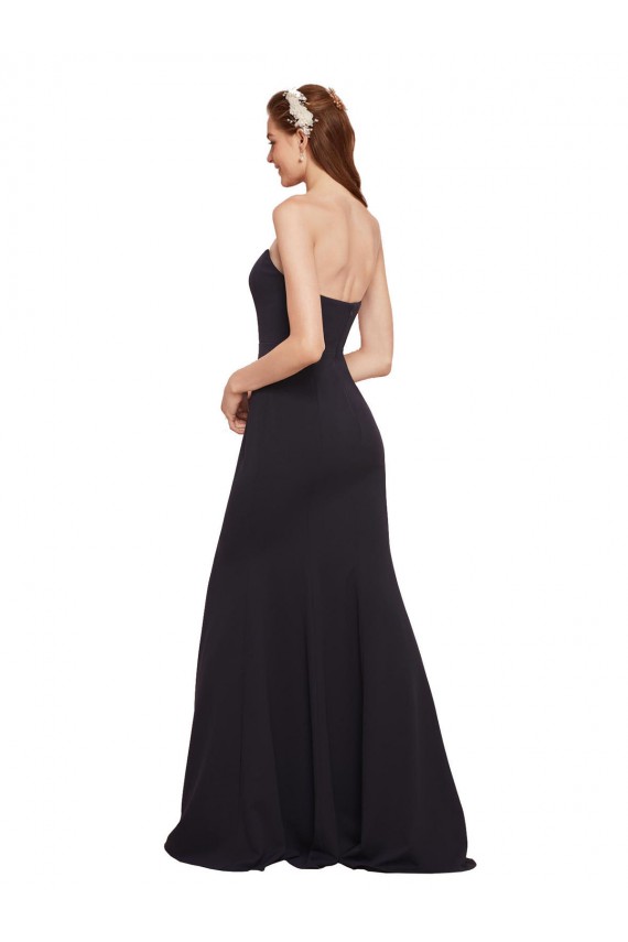 Strapless Bodycon Long Crepe Prom Dress with High Slit