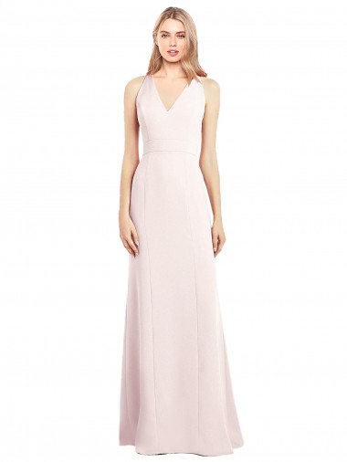 Cheap V-Neck Keyhole Back Crepe Trumpet Prom Dress Canada