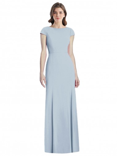 Cheap Bateau Neck Cap Sleeves Open Back Trumpet Prom Dress Canada