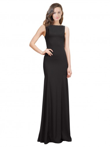 Cheap Sleeveless Bateau Neckline Crepe Prom Dress with Twist Back Canada