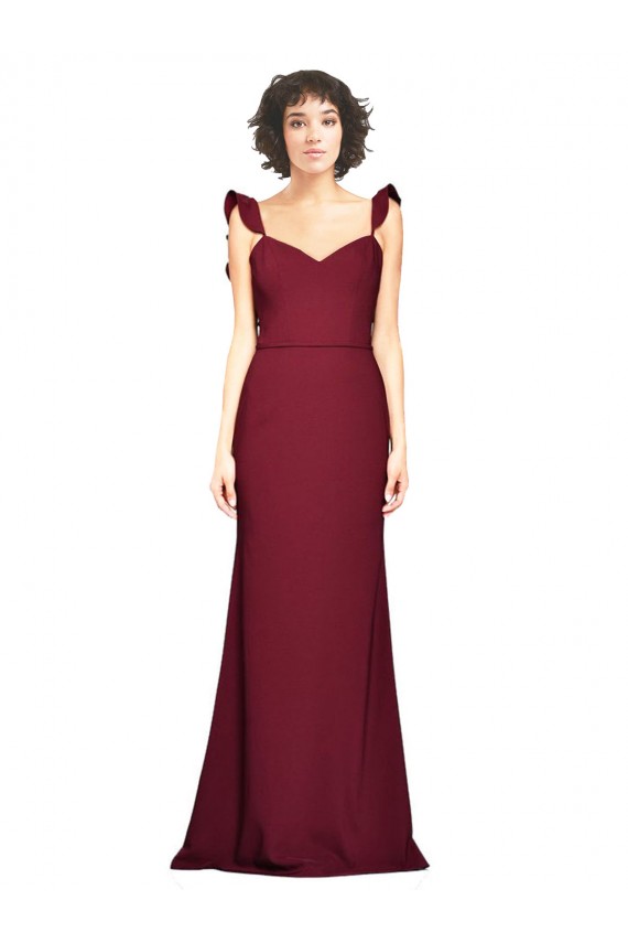 Crepe Slip Prom Dress with Ruffled Straps
