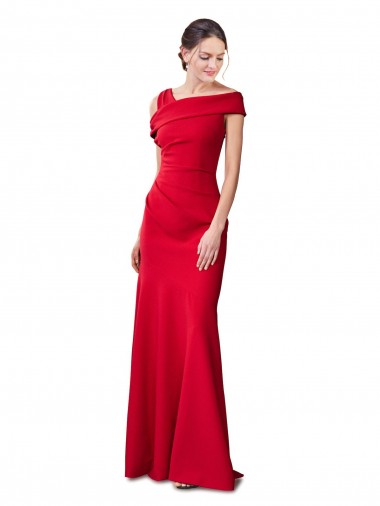 Cheap Sleeveless Ruched Crepe Mermaid Prom Dress with Off The Shoulder Detail Canada