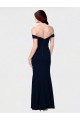 Mermaid Off the Shoulder Long Crepe Prom Dress with Low Back