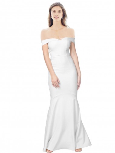 Cheap Mermaid Off the Shoulder Long Crepe Prom Dress with Low Back Canada