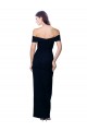 Off the Shoulder Long Full Length Crepe Prom Dress with Side Split