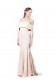 Mermaid Bardot Maxi Crepe Bridesmiad Dress with Fishtail Train