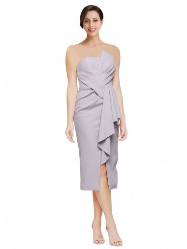 Cheap Short Strapless Crepe Cocktail Prom Dress / Homecoming Dress with Ruffles Canada
