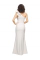 One Shoulder Long Full Length Crepe Prom Dress with Ruffles and Side Split