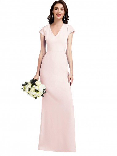 Cheap Cap Sleeve A-Line Crepe Prom Dress with Pockets Canada
