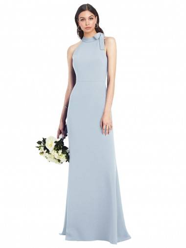 Cheap Halter Bow Neck Open Back Soft Full Length Trumpet Prom Dress Canada