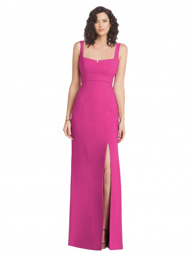 Cheap Wide Strap Notch Empire Waist Bridesaid Dress with Front Slit Canada