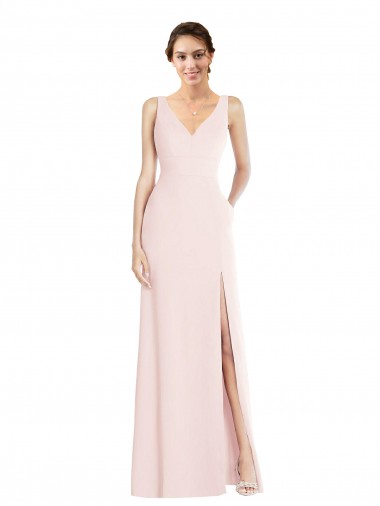 Cheap Square Neck Low Back A-Line Prom Dress with Front Slit and Pockets Canada