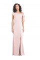 Off the Shoulder Tie Detail Trumpet Crepe Prom Dress with Front Slit