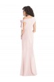Off the Shoulder Tie Detail Trumpet Crepe Prom Dress with Front Slit