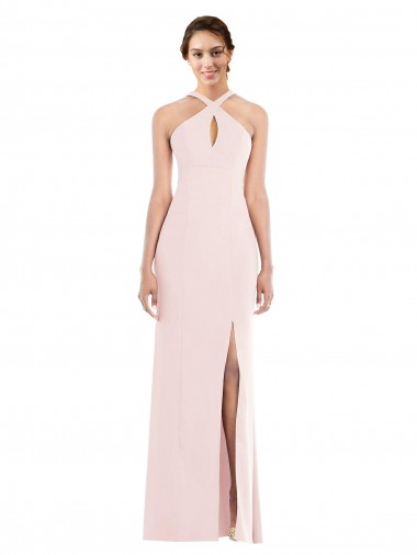 Cheap Criss Cross Halter Princess Line Trumpet Crepe Prom Dress Canada