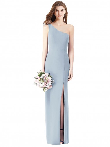 Cheap One Shoulder Crepe Trumpet Prom Dress with Front Slit Canada