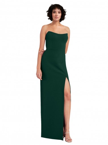 Cheap Scooped Strapless Neckline Crepe Prom Dress with Side Slit Canada