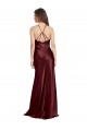 High Neck Halter Long Sleeveless Stretch Satin Prom Dress with Strappy Back