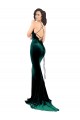 High Neck Stretch Velvet Prom Dress with Black Lace Embroidery