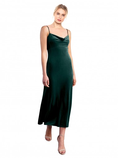 Cheap Midi Length Cowl Neck Velvet Slip Cocktail Prom Dress / Homecoming Dress Canada