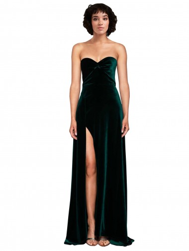 Cheap Sweetheart Fluid Velvet Prom Dress with High Split Canada